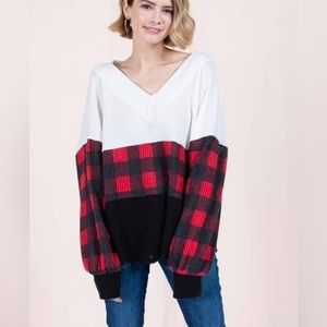 Plaid block sweatshirt